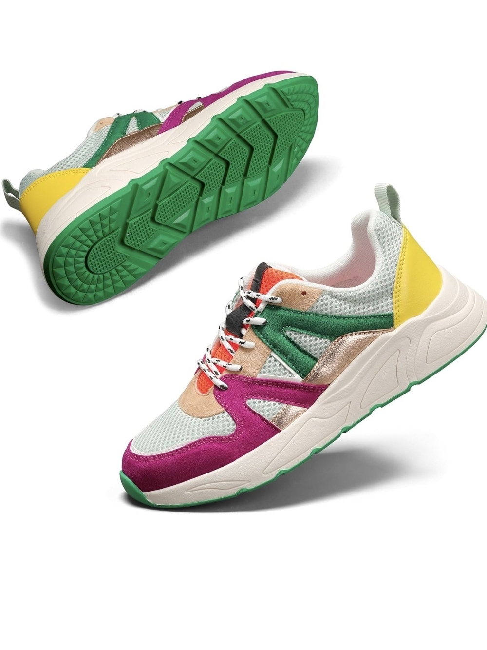 Lucky Step Multicolor Mesh Faux Suede Platform Colorblock Sneakers